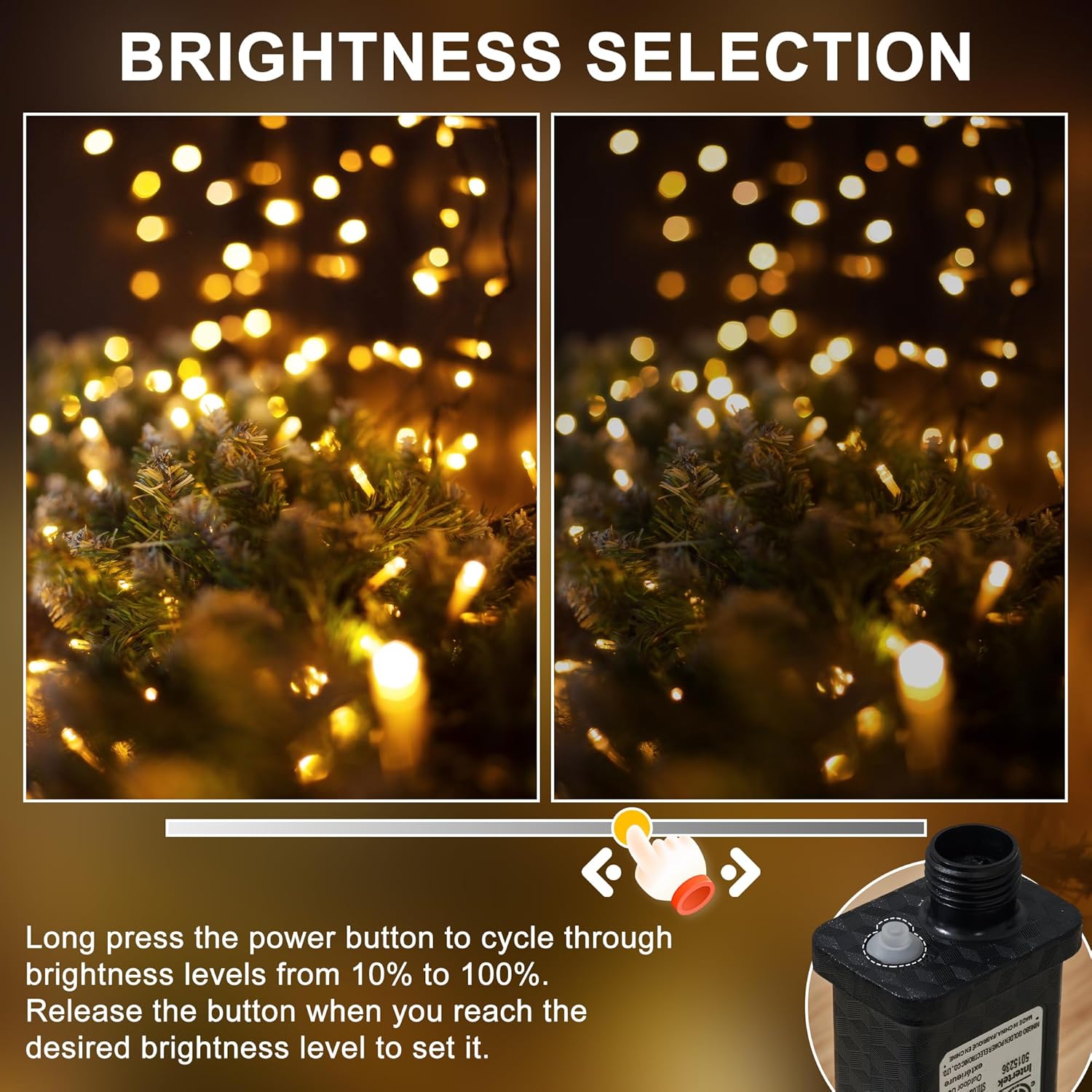 RPGT Christmas Light 1000 LEDs 336ft Green Cable Wire Fairy String Tree Twinkle Lights Plug in 12 Modes for, Outdoor, Garden, Wedding, Christmas Party, Home Decoration (Warm White)