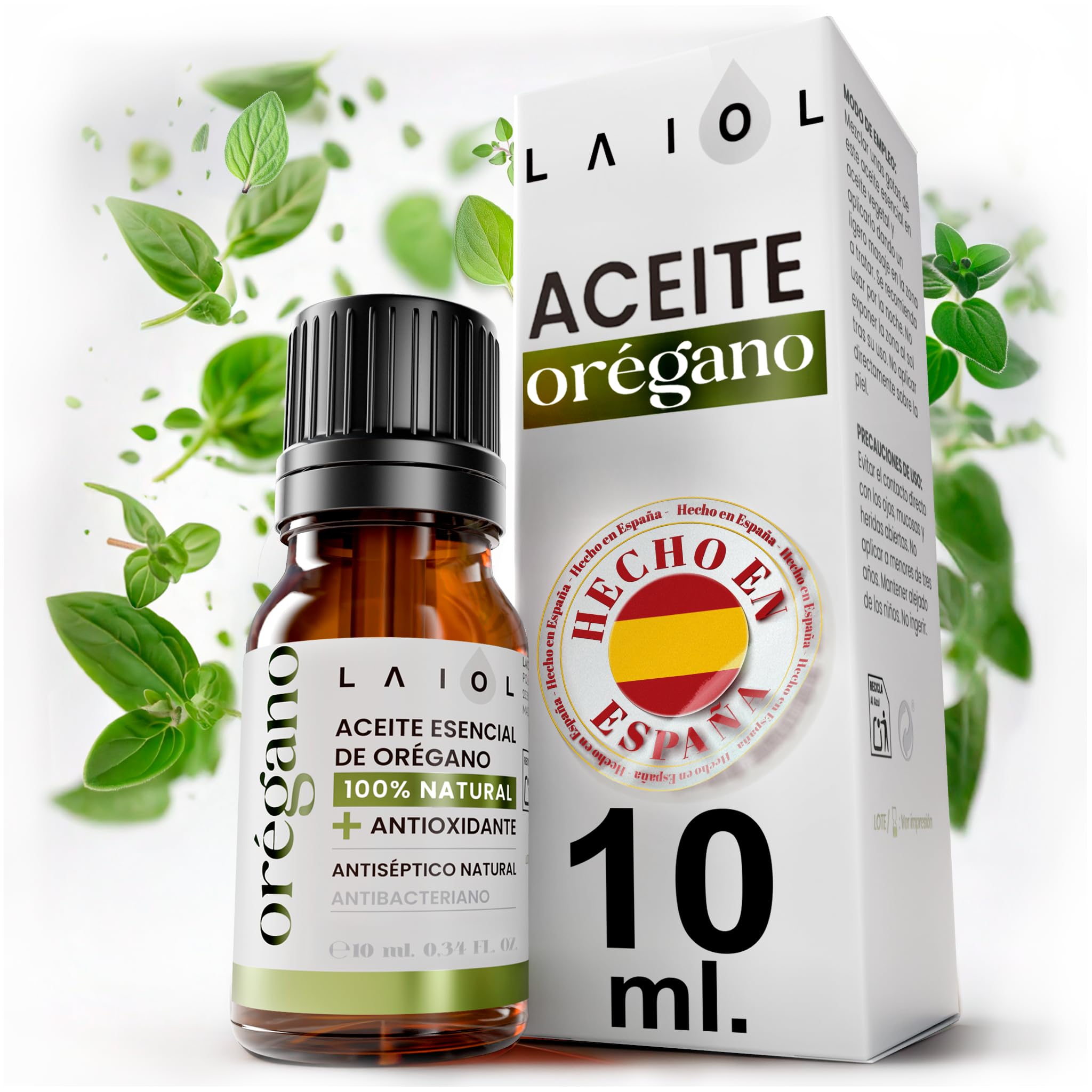 Aceite de Orégano 10 ml - Puro 100% Natural con Carvacrol - Aceite Esencial de Orégano Líquido y Orgánico - Uso Alimentario y Terapéutico - Gotas Concentradas para Bienestar, Defensa y Cuidado