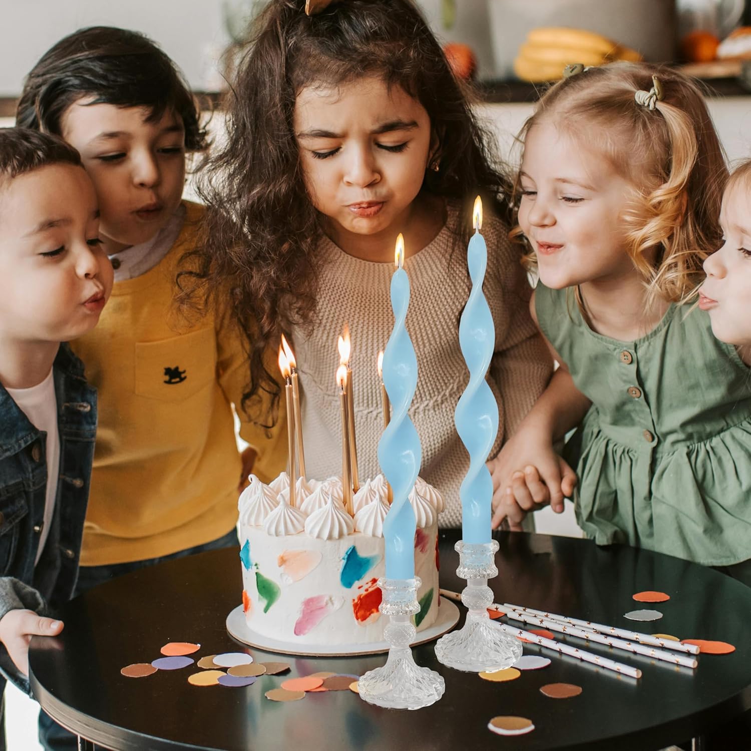 6 PCS Unscented Twisted Taper Candles Spiral Candlesticks 10 Inch Handmade Smokeless Candle Sticks Dinner Long Unique Candles Set for Home Decoration Holiday Wedding Party Gift