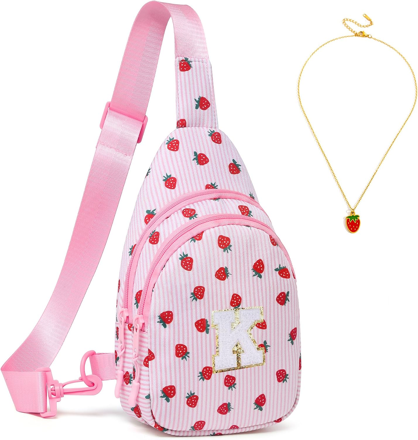 I IHAYNER Small Initial Sling Bag for Gilrs, Birthday Gifts for 4 5 6 7 8 9 10 11 12 13 Year Old Girls Crossbody Bag Purse Mothers Day Gifts for Daughter Sister Fashion Waist Pack Pink-K