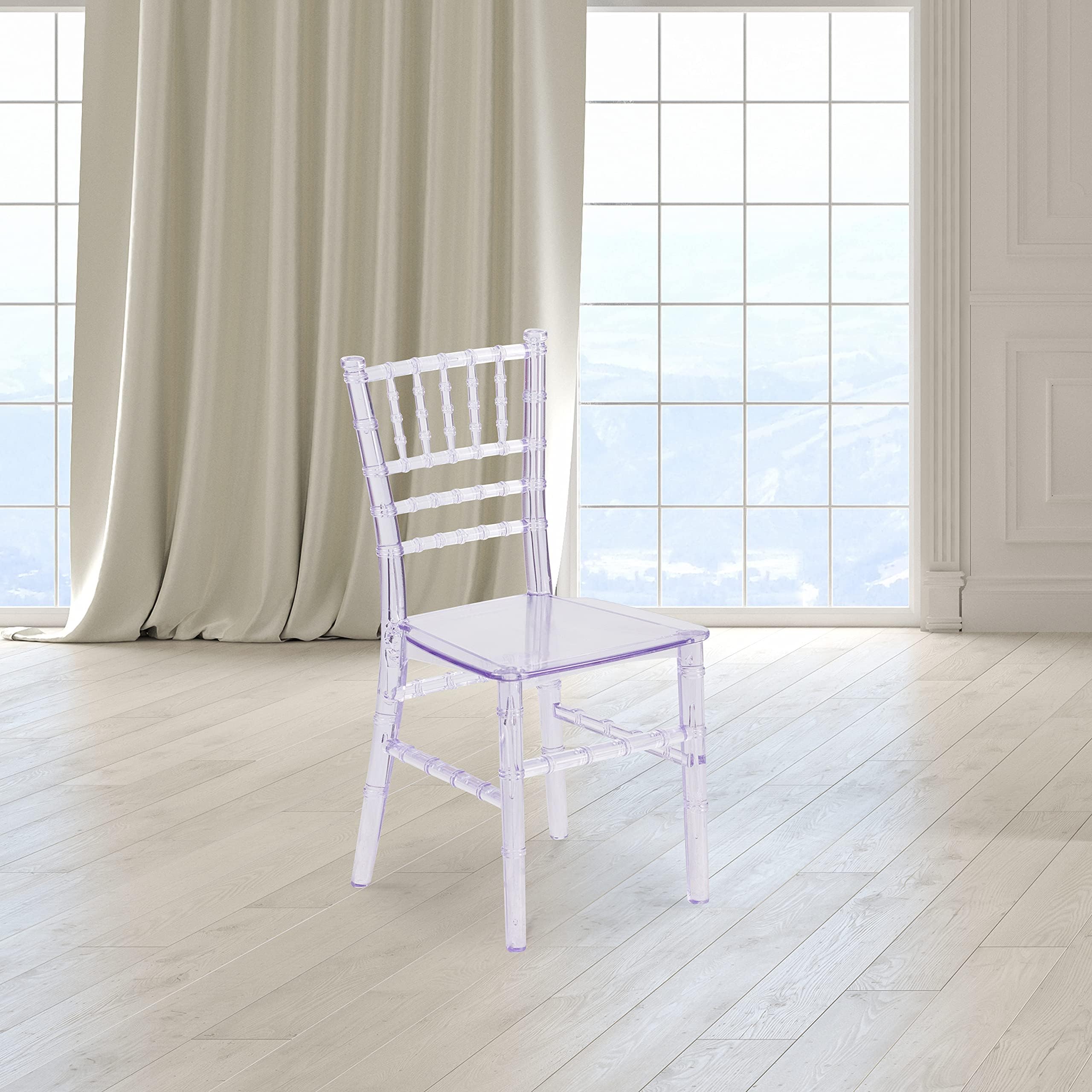 EMMA + OLIVER Child’s All Occasion Transparent Crystal Resin Chiavari Chair for Home or Home Based Rental Business