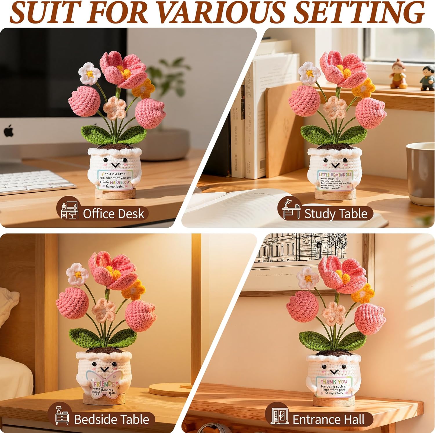 Thank You Gifts for Women, Positive Tulip Flower Emotional Support Crochet - Thank You for Listening - Valentines Day Birthday Gifts Appreciation Inspirational Gifts for Women Coworker Teacher Friend - Image 8