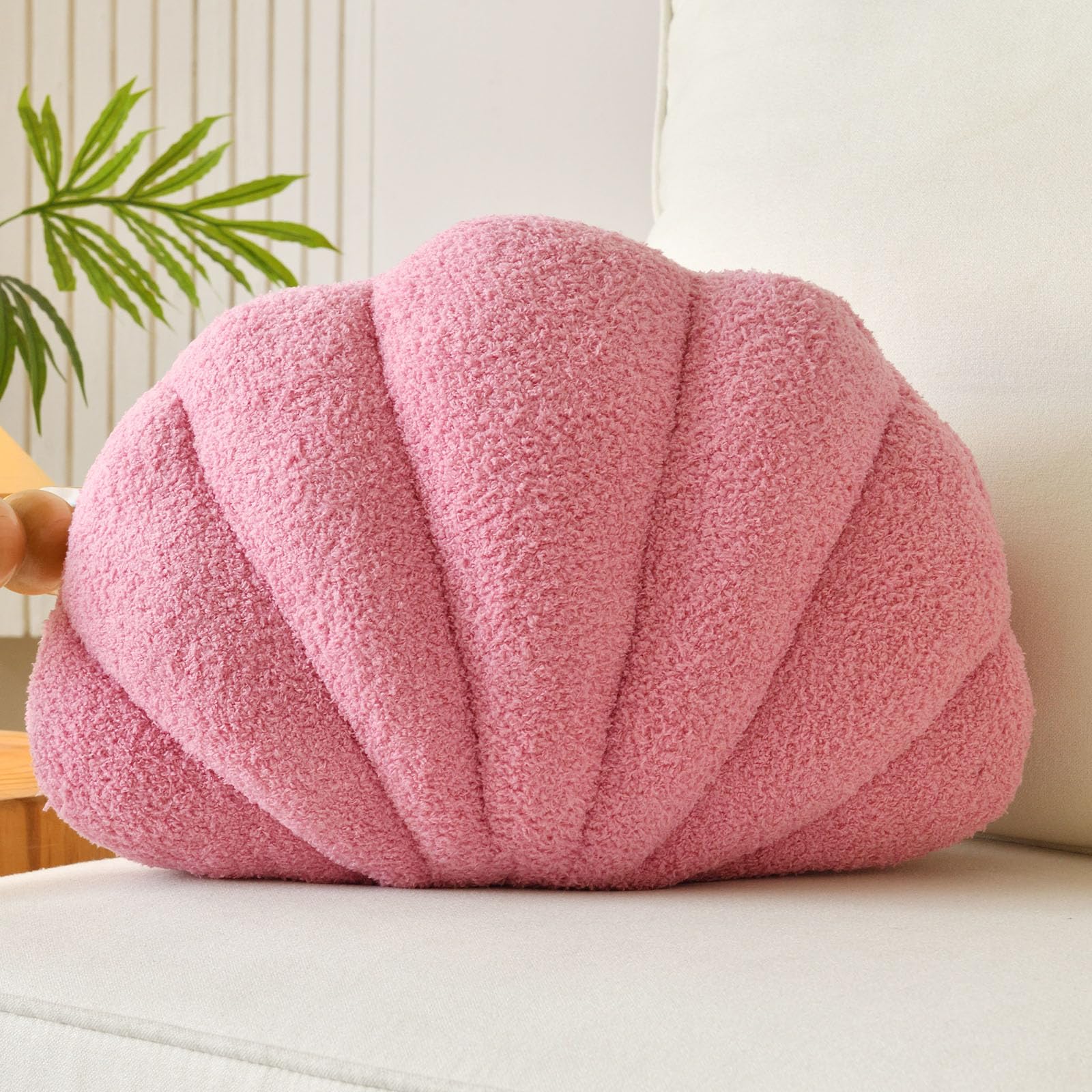 Lfsaaj Seashell Throw Pillows, Shell Shaped Throw Pillows, Soft Home Decorative Pillow Plush Cushion for Bed Couch Living Sofa Room Decor Accent Throw Pillow (13x10 Inch, Pink Purple) โ image 1