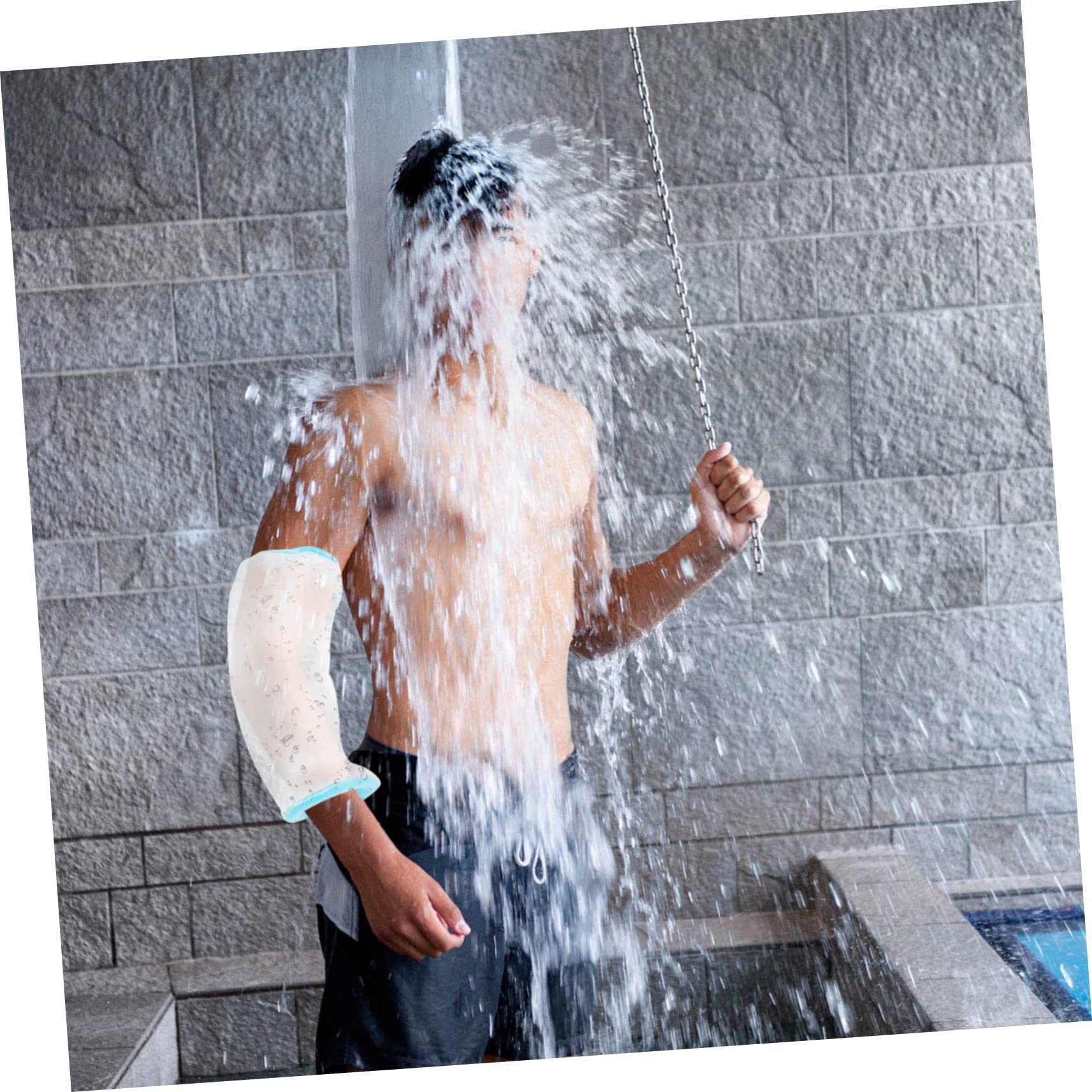 NOLITOY Shower Shower Covering Waterproof Shower Sleeve for Upper Arm Upper Arm Sleeve Protector Arm Cast Upper Arm Shower Cover Line Bath Cover Blue Wearing is Elastic Cloth