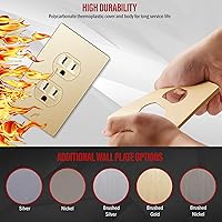 Vista 18 de ENERLITES Elite Series Duplex Receptacle with Screwless Wall Plate, Residential Grade Duplex Outlet, Tamper-Resistant, Grounding, 15A 125V, UL Silver