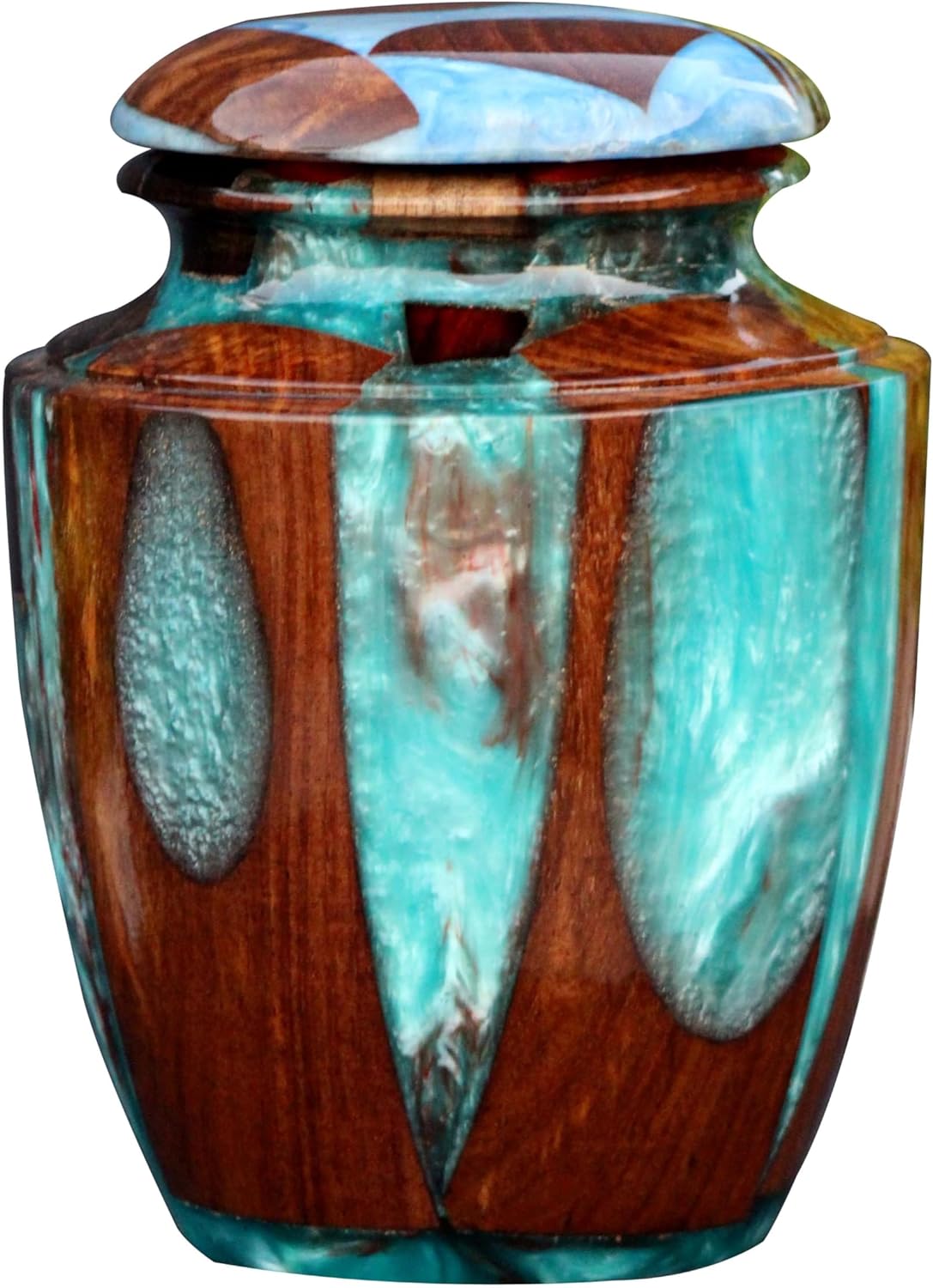 Wooden Cremation Urn for Human Ashes - Rosewood and Resin Mix Urn for Ashes - Keepsake Urn for Ashes - Dog Urn for Pet Ashes Large