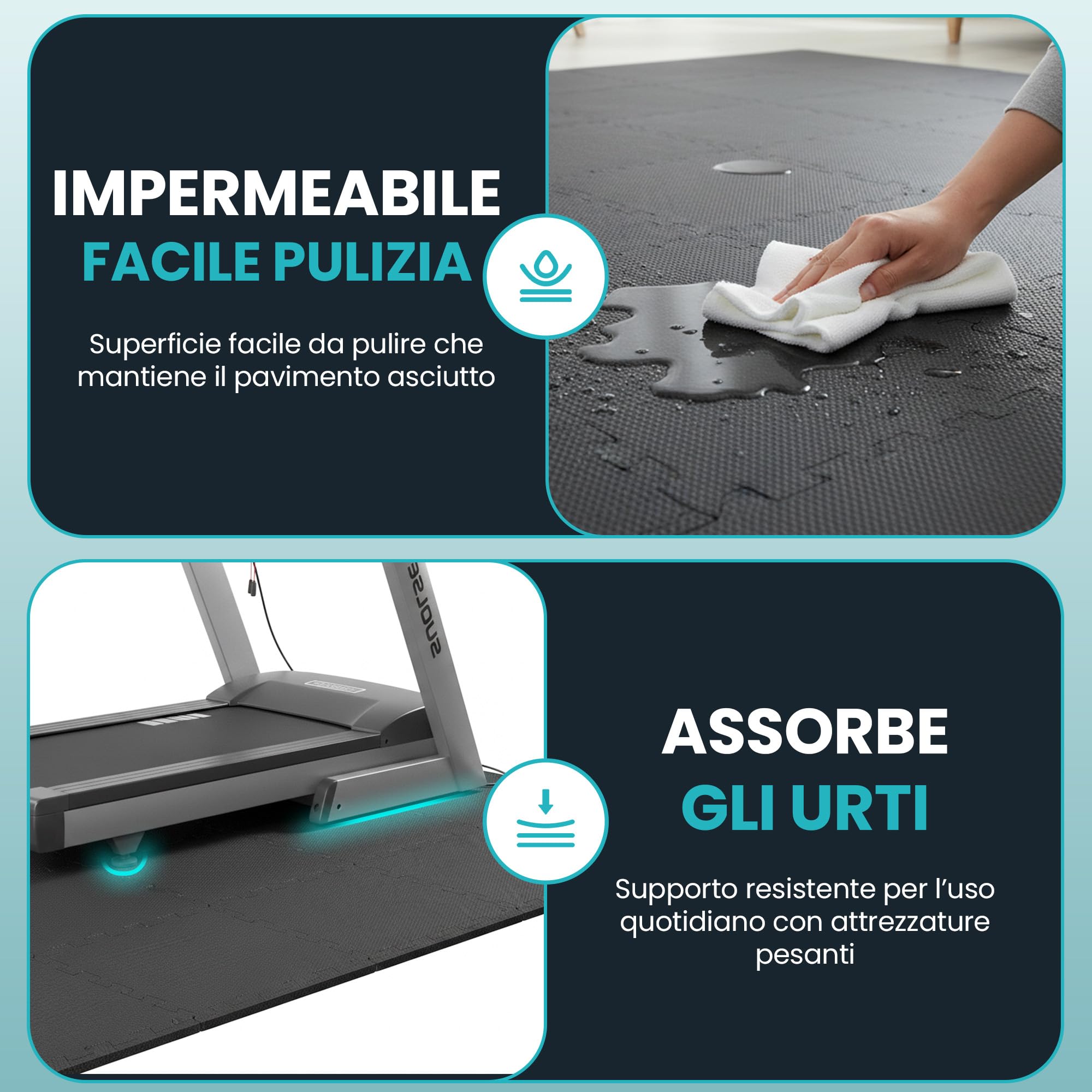 Tappeto Da Fitness A Puzzle【Set Da 21 Tappetini】Materassino Antiscivolo Da Palestra Componibile Con Protezione Antiurto Per Pavimenti, Tappetino Palestra, Pesi Workout Ginnastica Sport Piscina Garage