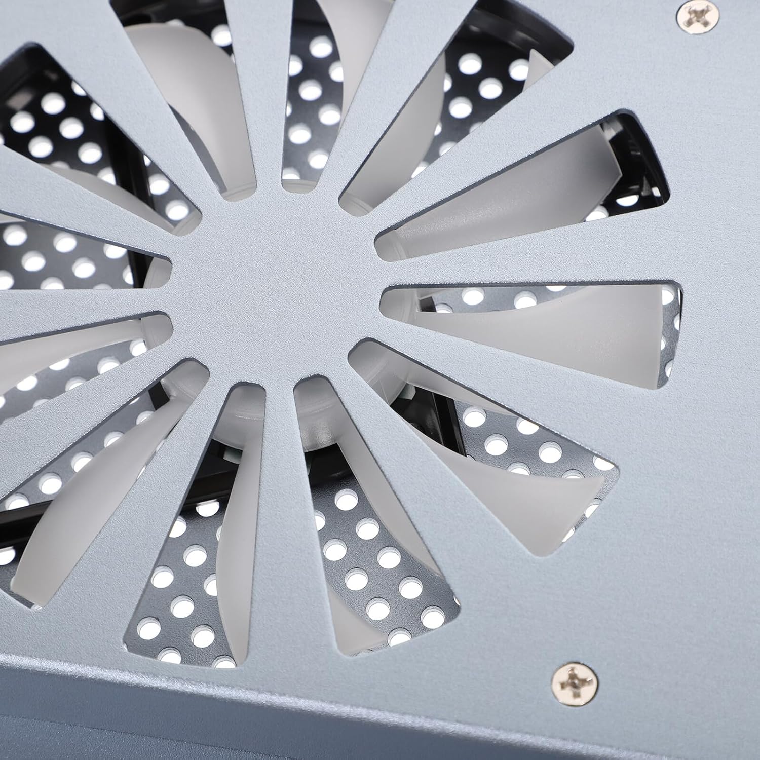 Homoyoyo Aluminum Alloy Laptop Cooler Stand with Quiet Fan for Gaming and Office Use, Fits Laptops to 17.3 Inch, Ventilated Heat Dissipation Rack in Gray