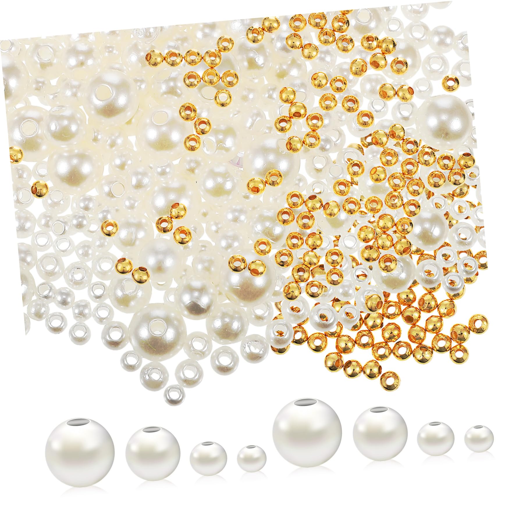 Angoily 4 Sätze Bastelperlen Und Perlen Kleine Runde Schmuckperlen Für Armband Und Halskettenherstellung Diy Bastelbedarf Für Schmuckideen Goldperlen Und Mischperlen 900 Stück * 4