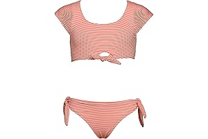 Girls' Cap Sleeve Bralette Bikini Top & Bow Tie Hipster Bottom Swimsuit Set