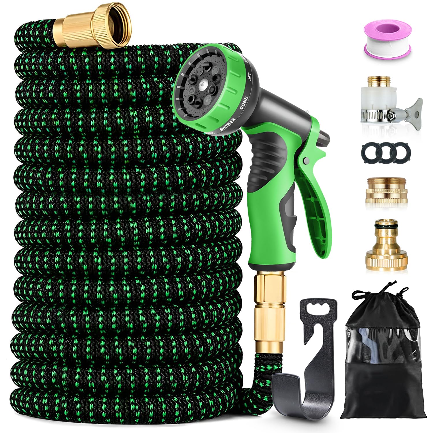 Tuyau d’Arrosage Extensible 30m, Tuyau Flexible Haute Pression avec Pistolet 10 Jets, Raccords Universels 1/2" et 3/4", Anti-Fuite, Léger et Résistant pour Jardin, Voiture et Nettoyage Extérieur