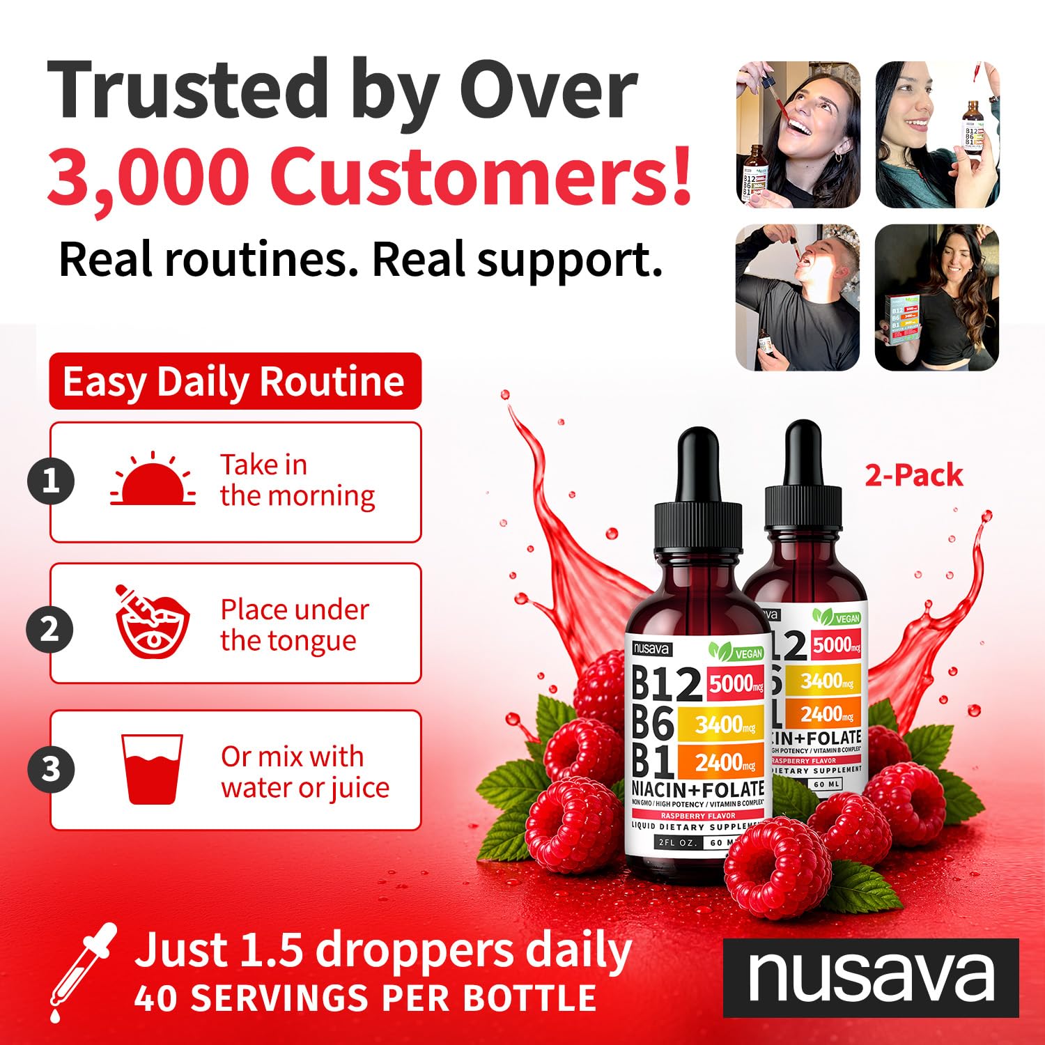 NUSAVA Vitamin B12 5000mcg with B6 & B1 Liquid Drops, Raspberry, Pack of 2 — Amazon image 7