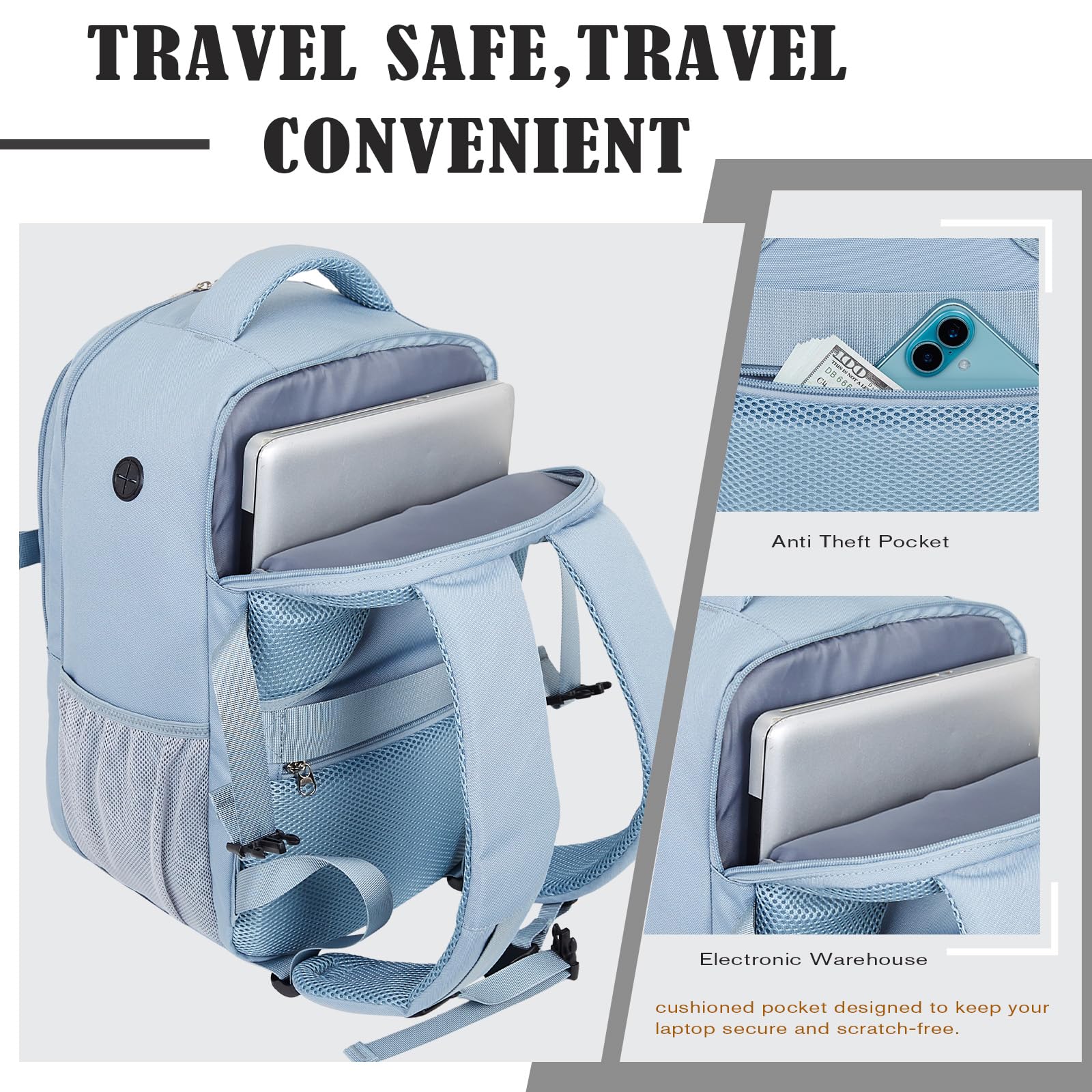 Hayayu Zaino Per Ryanair 40x20x25 Zaino Da Viaggio Aereo Bagaglio A Mano 40x20x25 Per Ryanair Borsa Da Viaggio Piccolo Bagaglio A Mano 40x30x20 Zaini Casual 20l Con Tasche Antifurto