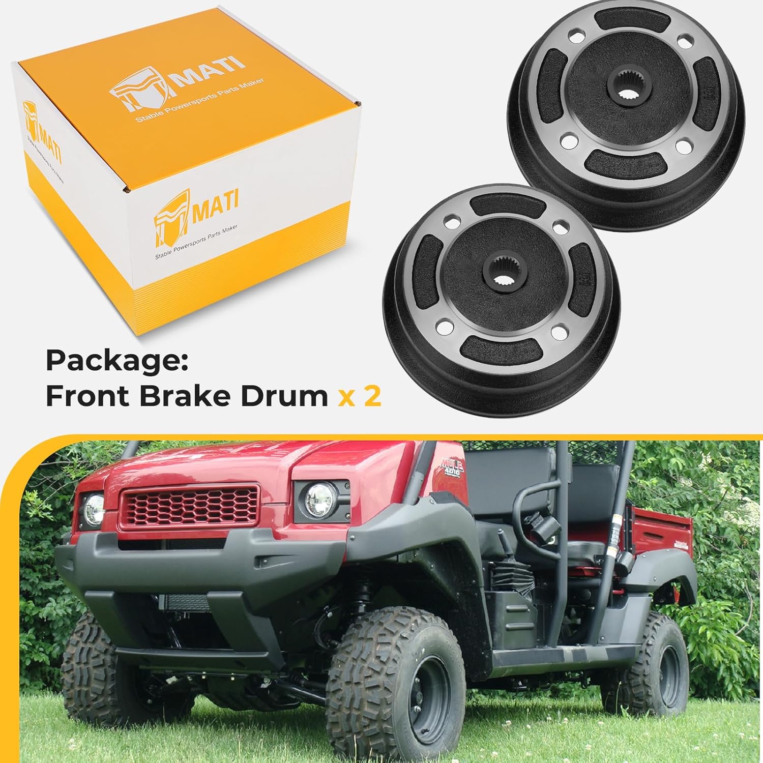 M MATI Front Left & Right Wheel Brake Drum Hub for Kawasaki Mule 4010 4000 KAF620 2009-2023 4010 KAF950 2009-2013 3020 2001-2003 3010 3000 2001-2008 2510 KAF950 2002