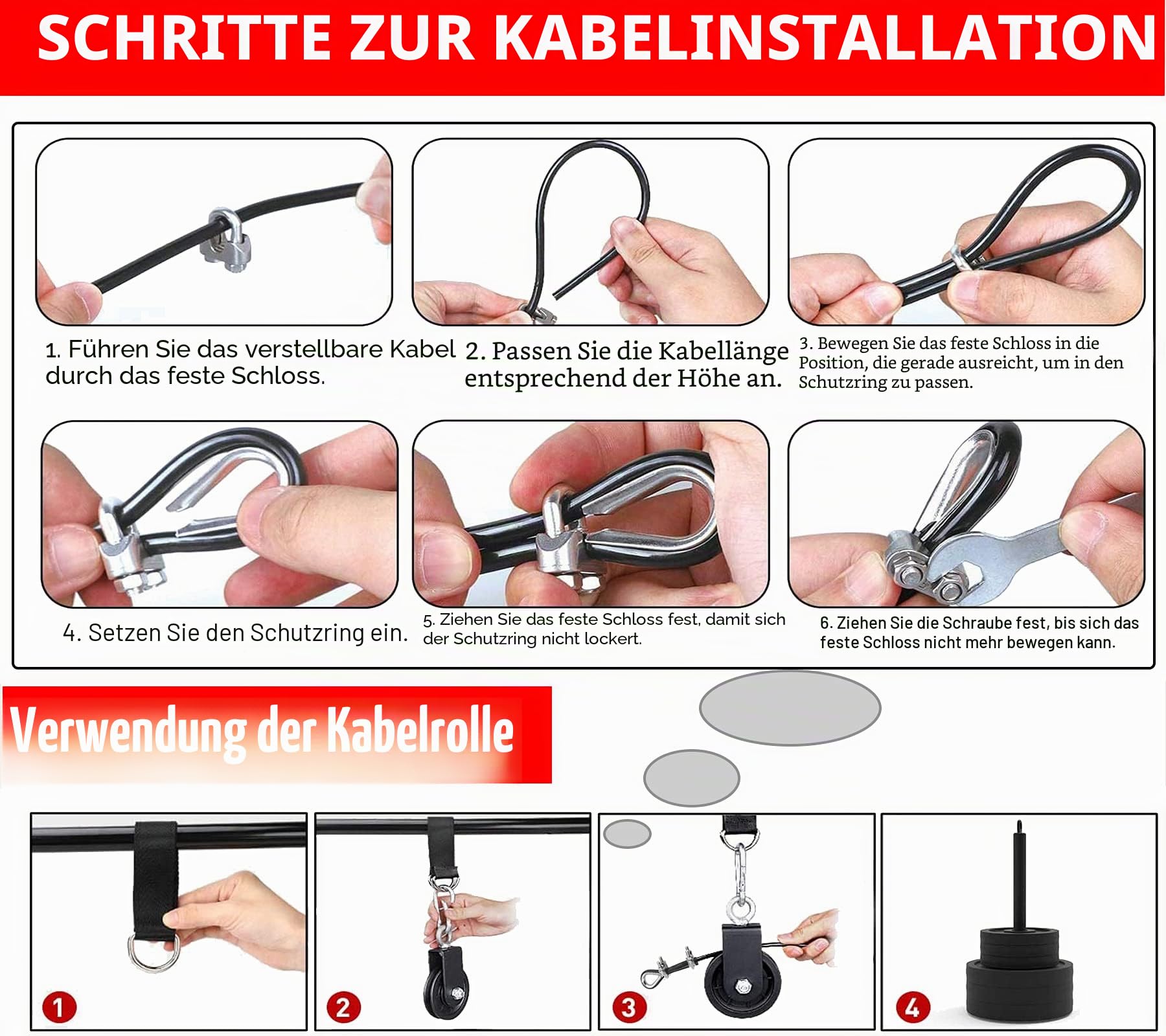 Taeku Seilzug-Fitness, Kabelzug Pulley Unterarmtrainer Trizeps Seil Gewicht Fitnessgerät Bizeps Trainer DIY Latzugturm