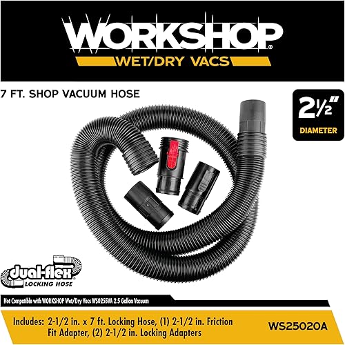 Miniatura 2 de WORKSHOP WetDry Vacs Shop Vacuum Accessories WS25020A Accesorio de manguera de repuesto, 2-12 pulgadas x 7 pies, manguera de aspiradora de bloqueo