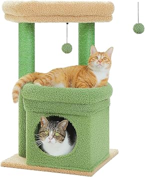PAWZ Road Small Cat Tree for Indoor Cats, Multi-Level Cat Tower with Condo