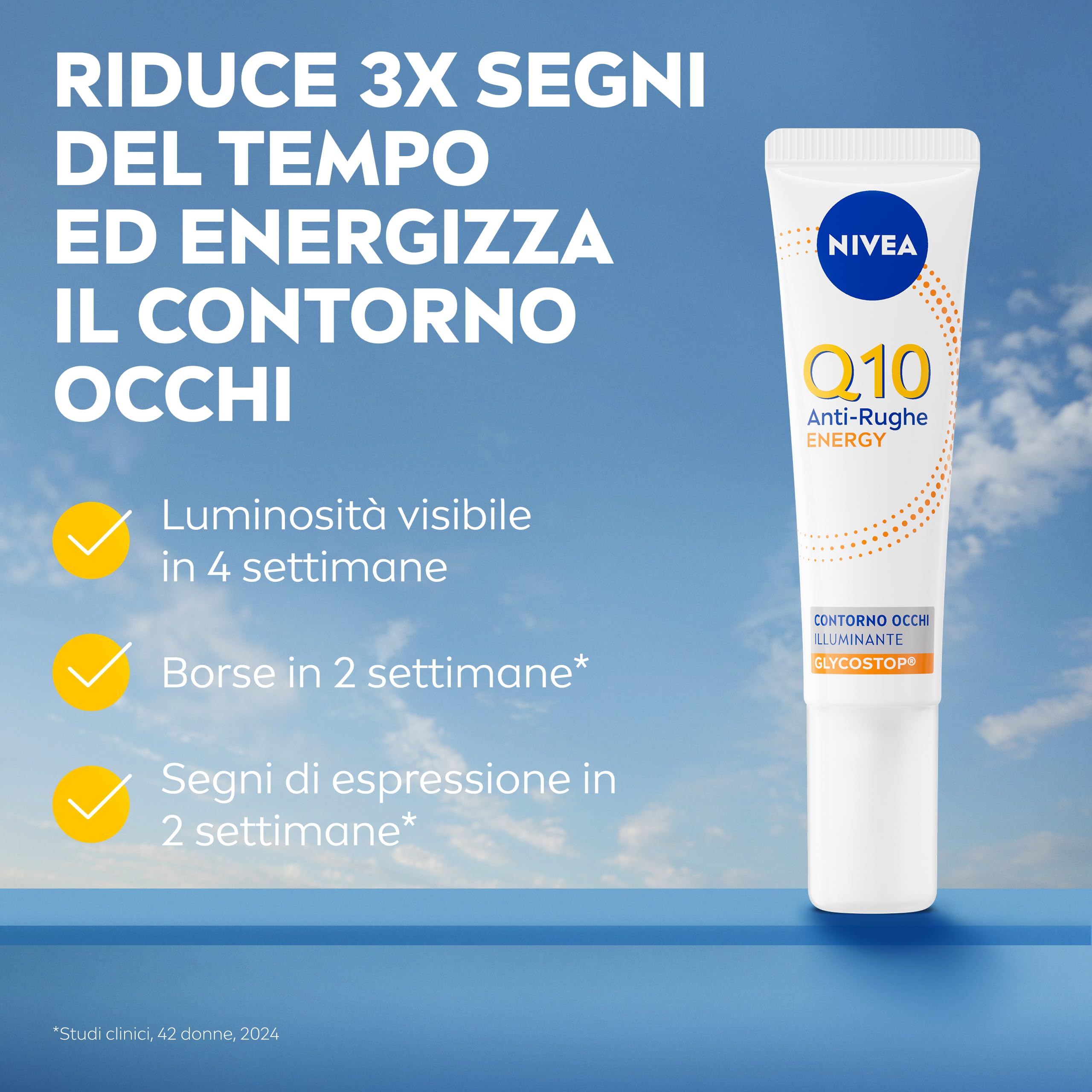 NIVEA Q10 Anti-Rughe Contorno Occhi Illuminante 15 ml Coenzima Q10 Vitamina C Glycostop