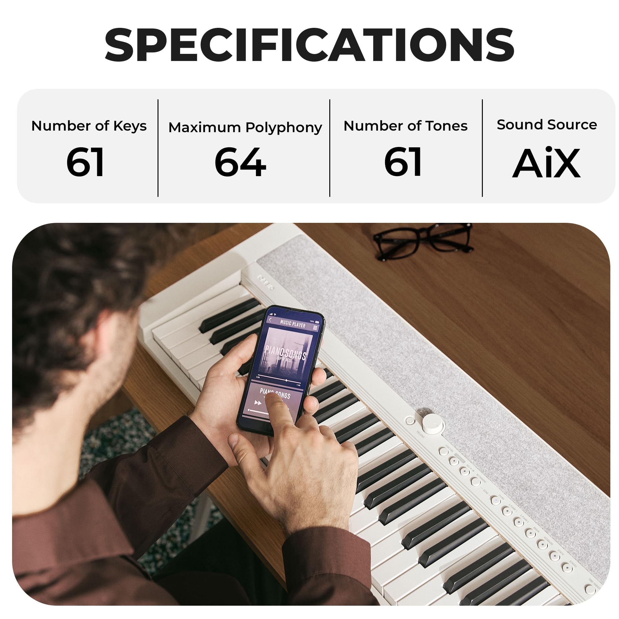 Casiotone (カシオトーン) CT-S1 ホワイト 解説動画あり】キーボード 電子ピアノ CASIO CT-S1 WE ホワイト