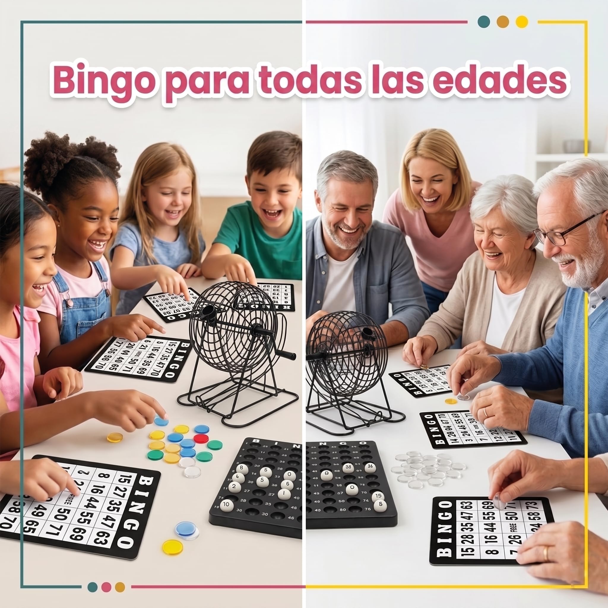 Kyto Bingo Game metalowy bęben 18 kart Bingo 75 piłek Bingo 150 żetonów gra planszowa czarna dorośli dzieci podstawowe (2026)