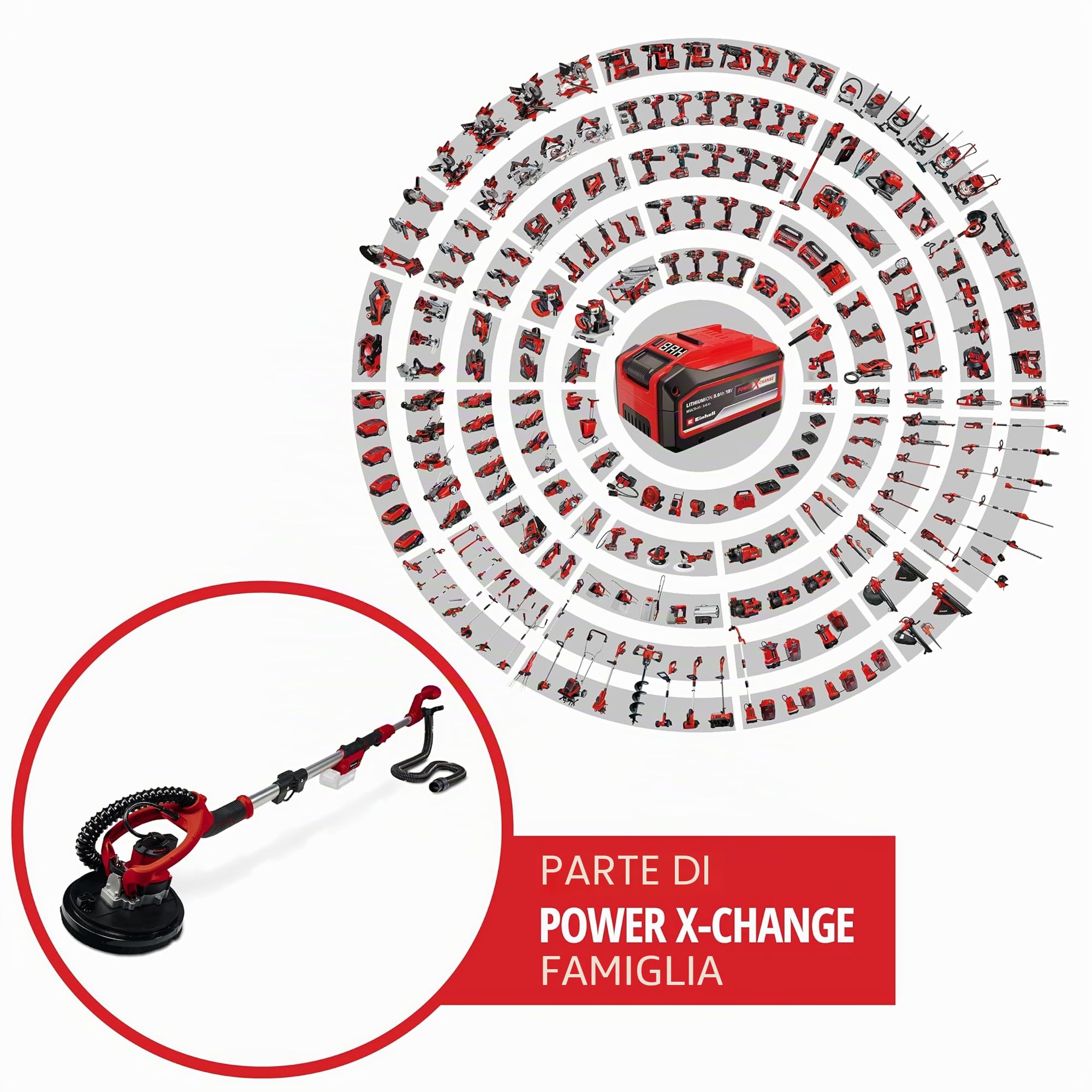 Einhell TE-DW 18/225 Li - Solo Levigatrice per muro a batteria Power X-Change (18 V, diam. Platorello 225 mm, Incl.6 fogli carta abrasiva e 1 rete abrasiva, valigetta, senza batteria e caricabatteria)