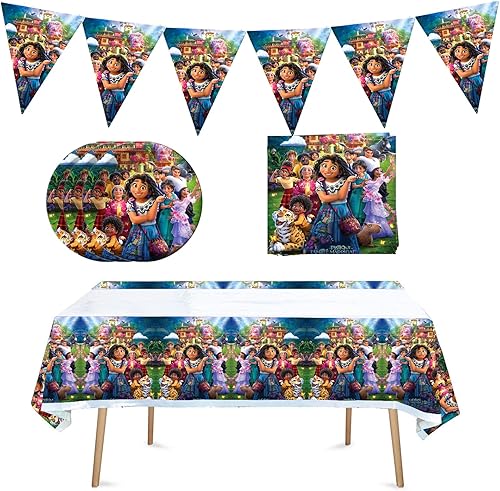 Miniatura 5 de Mantel de 42 piezas de suministros para fiestas de casa mágica 20 platos 20 servilletas decoración de fiesta de cumpleaños