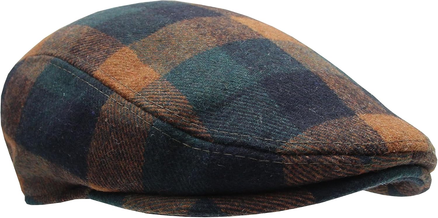 Men's Newsboy Caps Wool Blend Tweed Flat Caps Newsboy Hat for Men Unisex Big Plaid Cabbie Ivy Cap Gatsby Hat