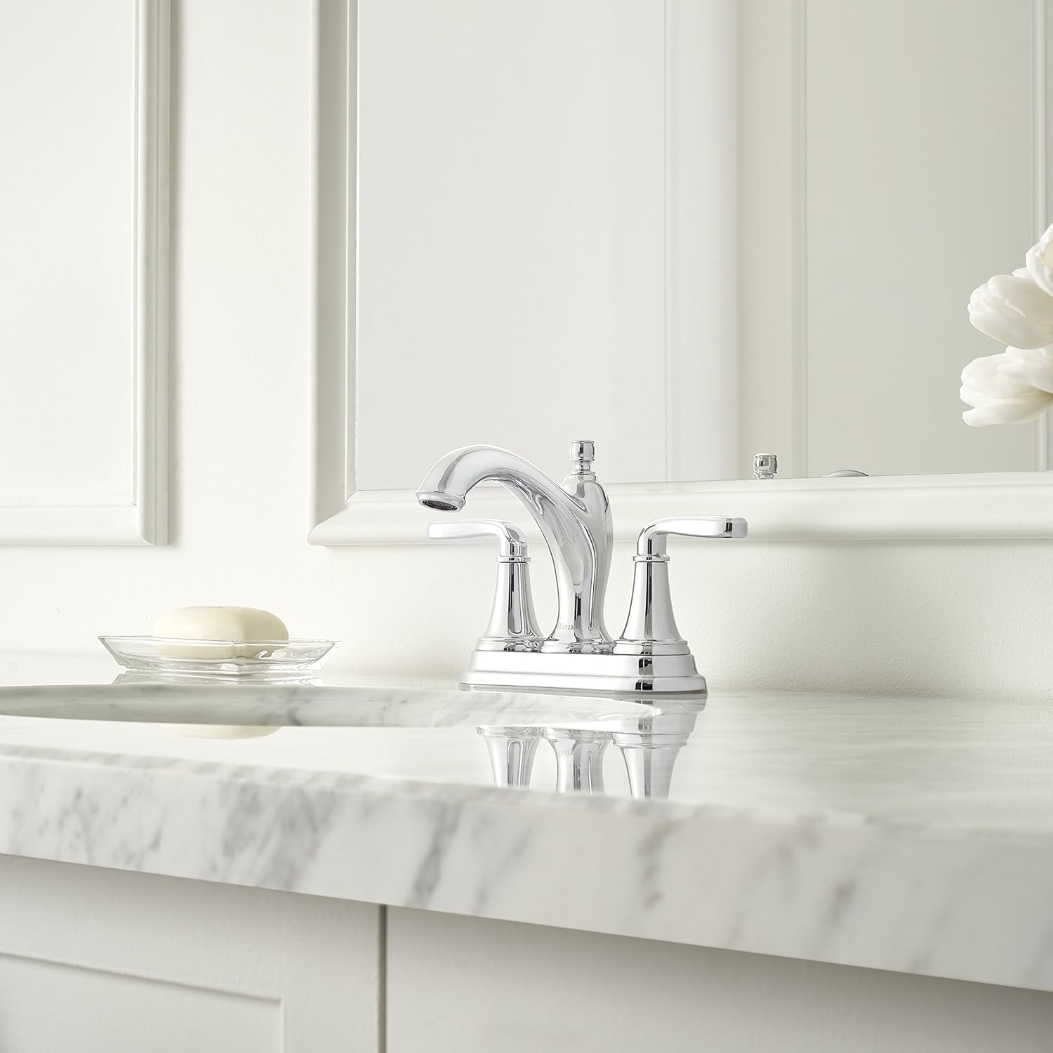 Pfister Northcott Bathroom Sink Faucet, 4-Inch Centerset, 2-Handle, 3-Hole, Polished Chrome Finish, LG48MG0C