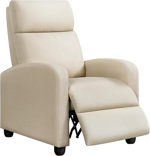 Topeakmart Sofá reclinable de tela, silla reclinable con respaldo de empuje, silla reclinable individual ajustable y moderna, sofá tapizado con