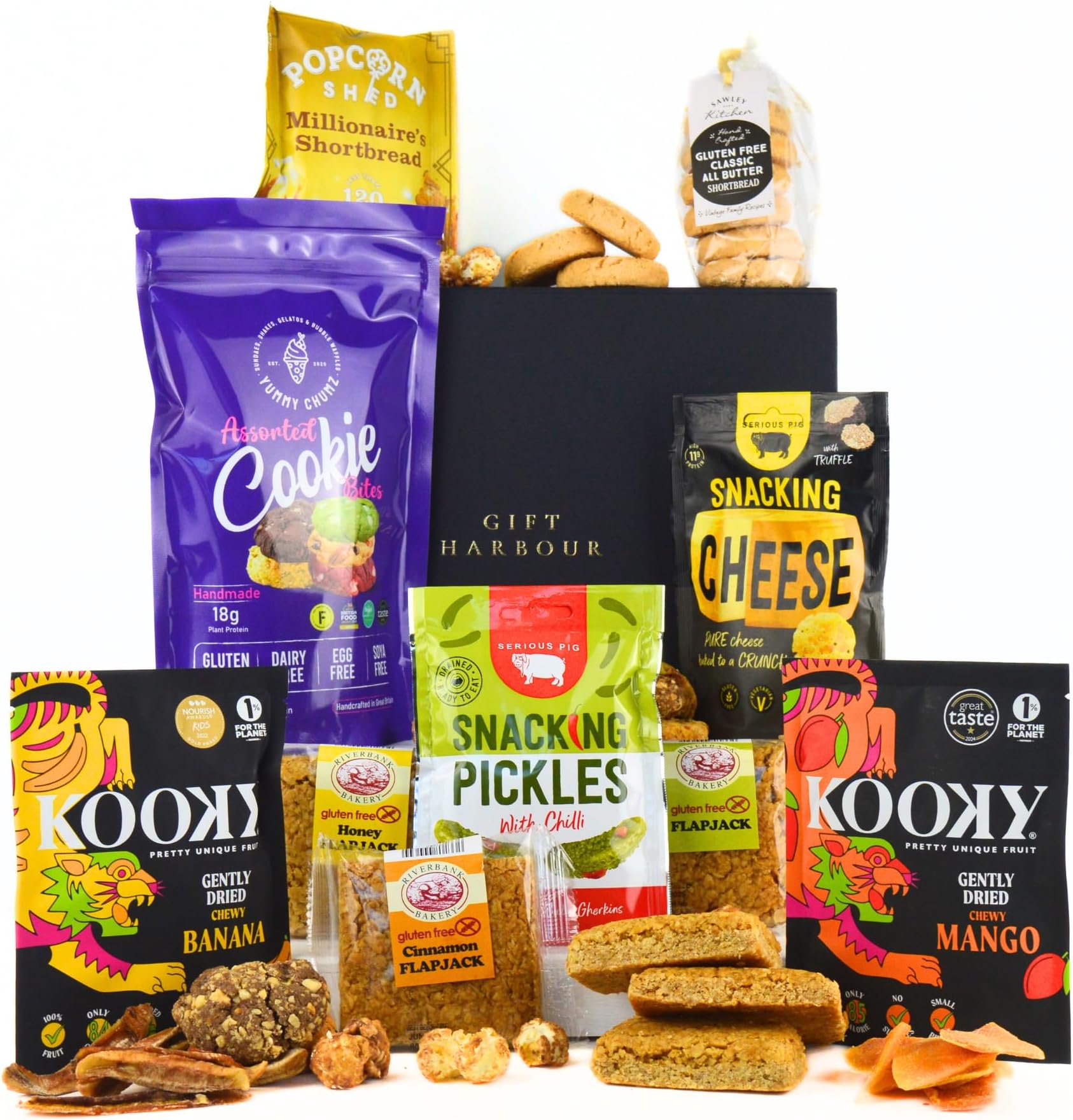 Gluten Free Chocolate Luxury Food Hamper with Gourmet Chocolate, Caramel Brownie, Shortbread, Flapjack, Crisps, Cheese Snacks & More - Gluten Free Food Gift for Men & Women