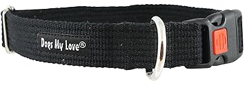 Cotton Web Adjustable Dog Collar with Locking Device 4 Sizes Black (X-Large: Neck 18