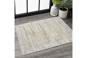 Neutral Entryway Rug: 2x3 Beige Washable Area Rug for Small Entry Spaces