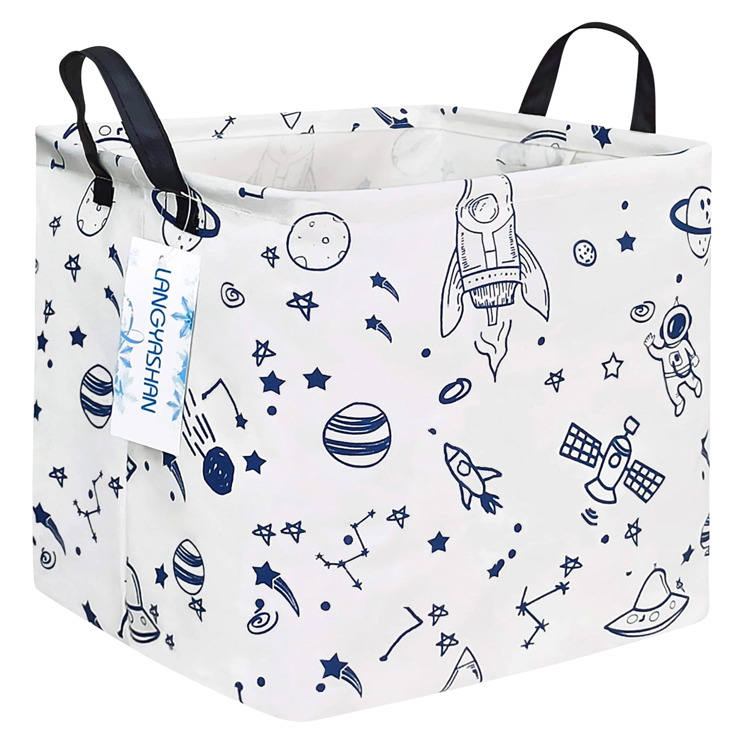 LANGYASHAN Square Storage Baskets Waterproof Canvas Children Laundry Nursery Hamper for Shelves Gift Baskets Toy Organizer Room Decor (Square