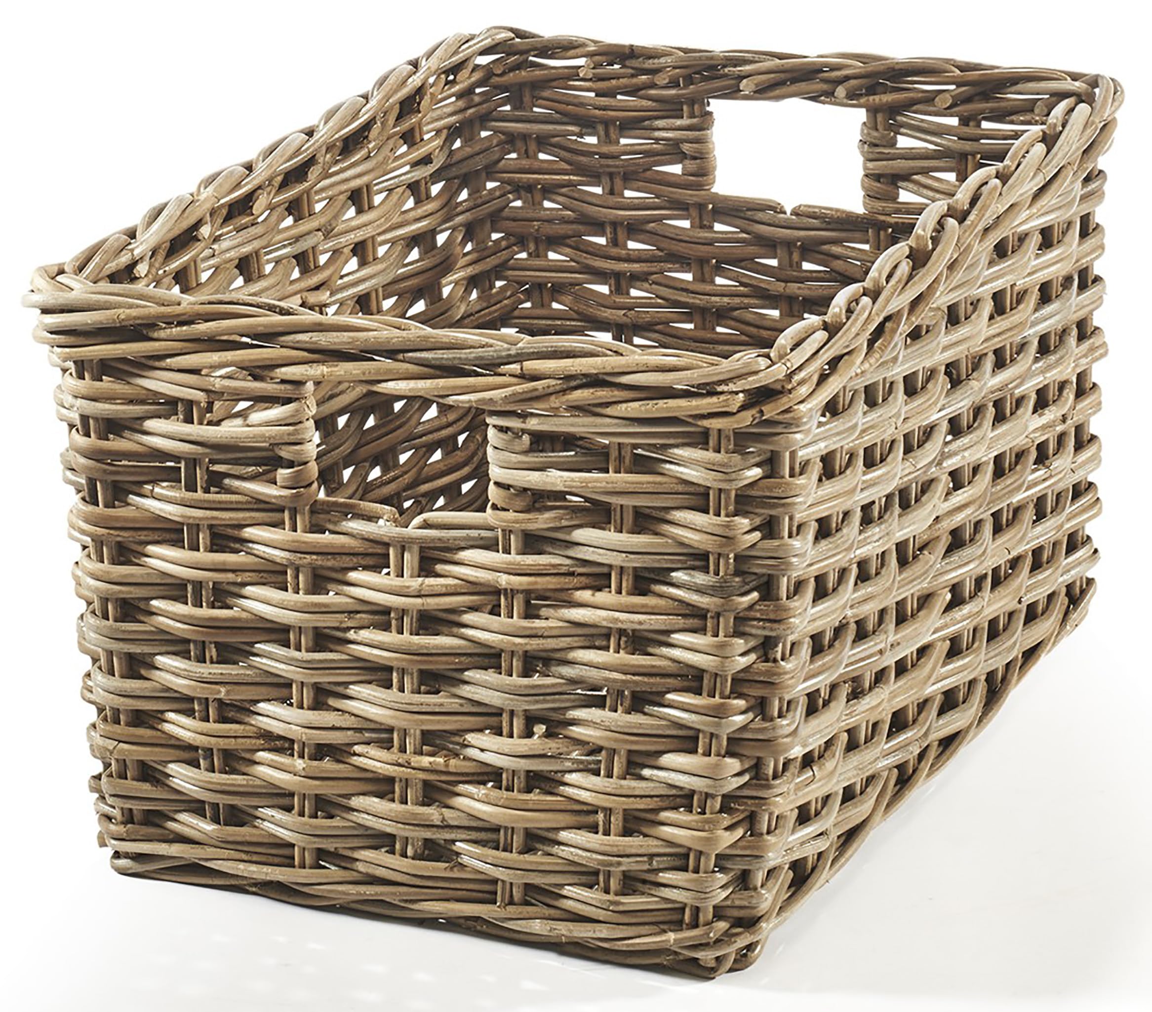 Kobolo Rattankorb eckig Gr. L Aufbewahrungskorb 51x37x30 cm Kubu Grey