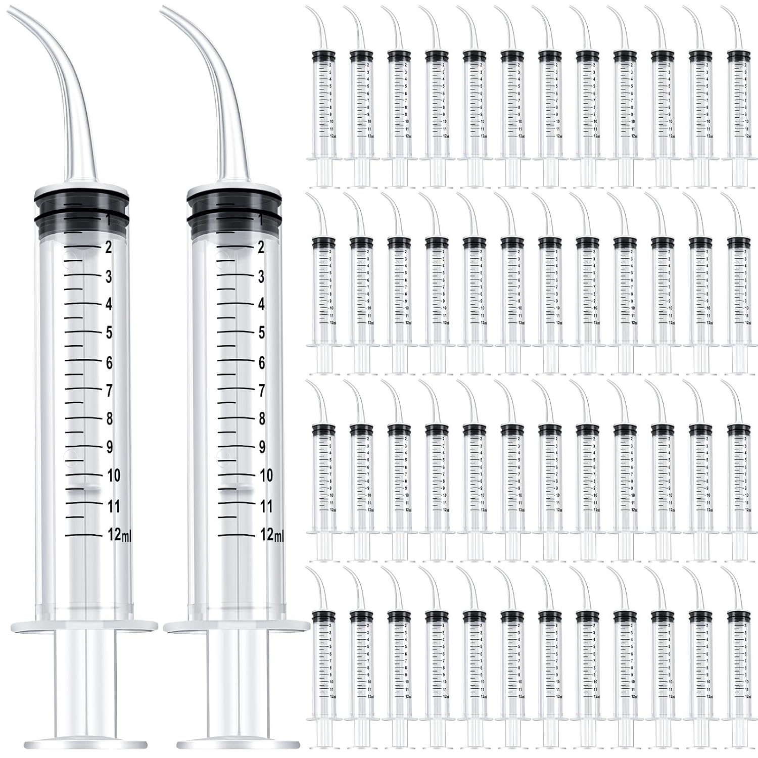 Konohan 50 Pieces 12ml Dental Syringe with Curved Tip