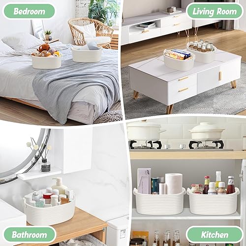 Miniatura 5 de Cesta pequeña para organizar, cestas de almacenamiento de cuerda tejida para estantes, cesta de juguetes para gatos y perros, lindas cestas para