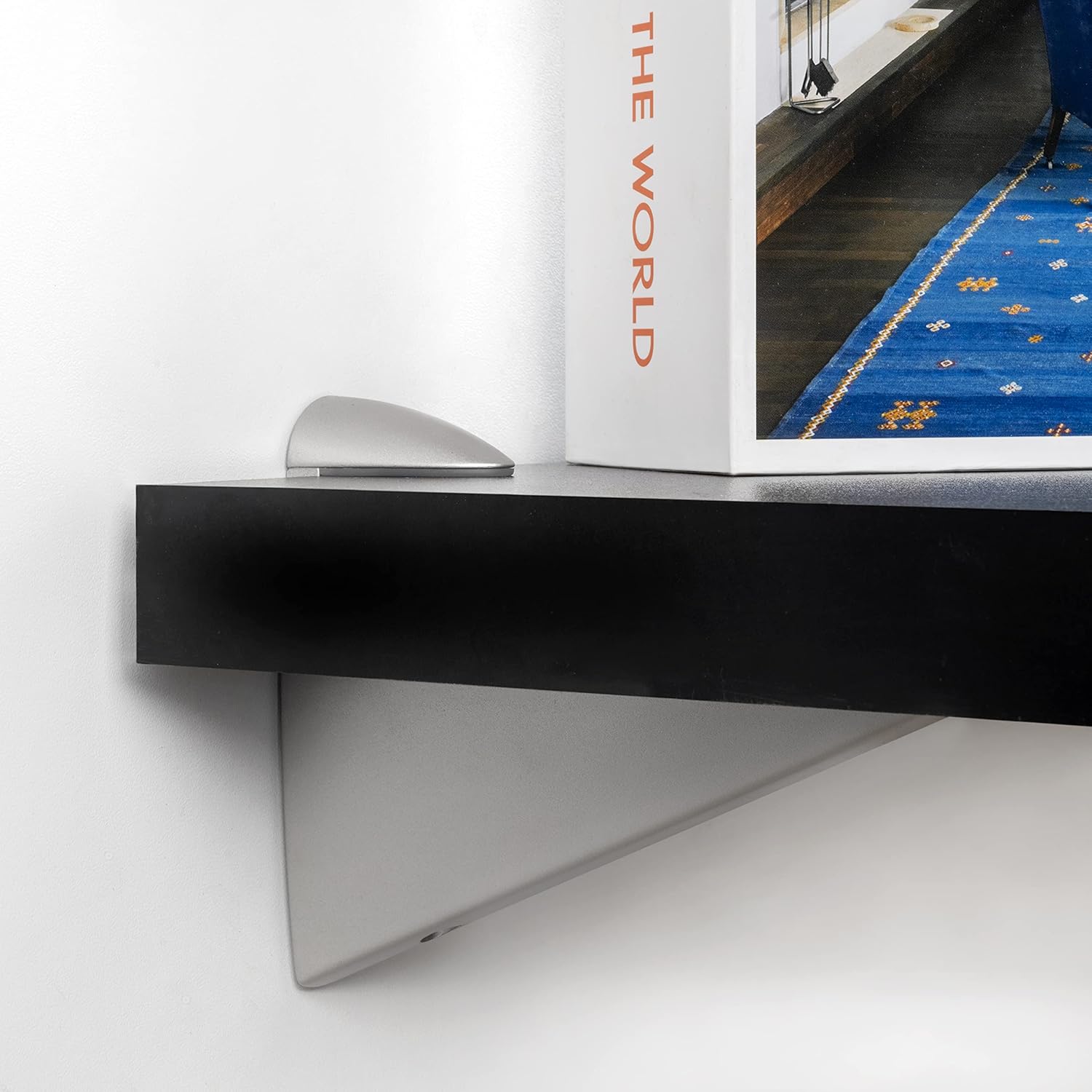 Emuca 4009224 Set of 2 adjustable shelf support brackets mod. Halcon for wooden/glass shelf of 8-40mm thickness, matt nickel finish