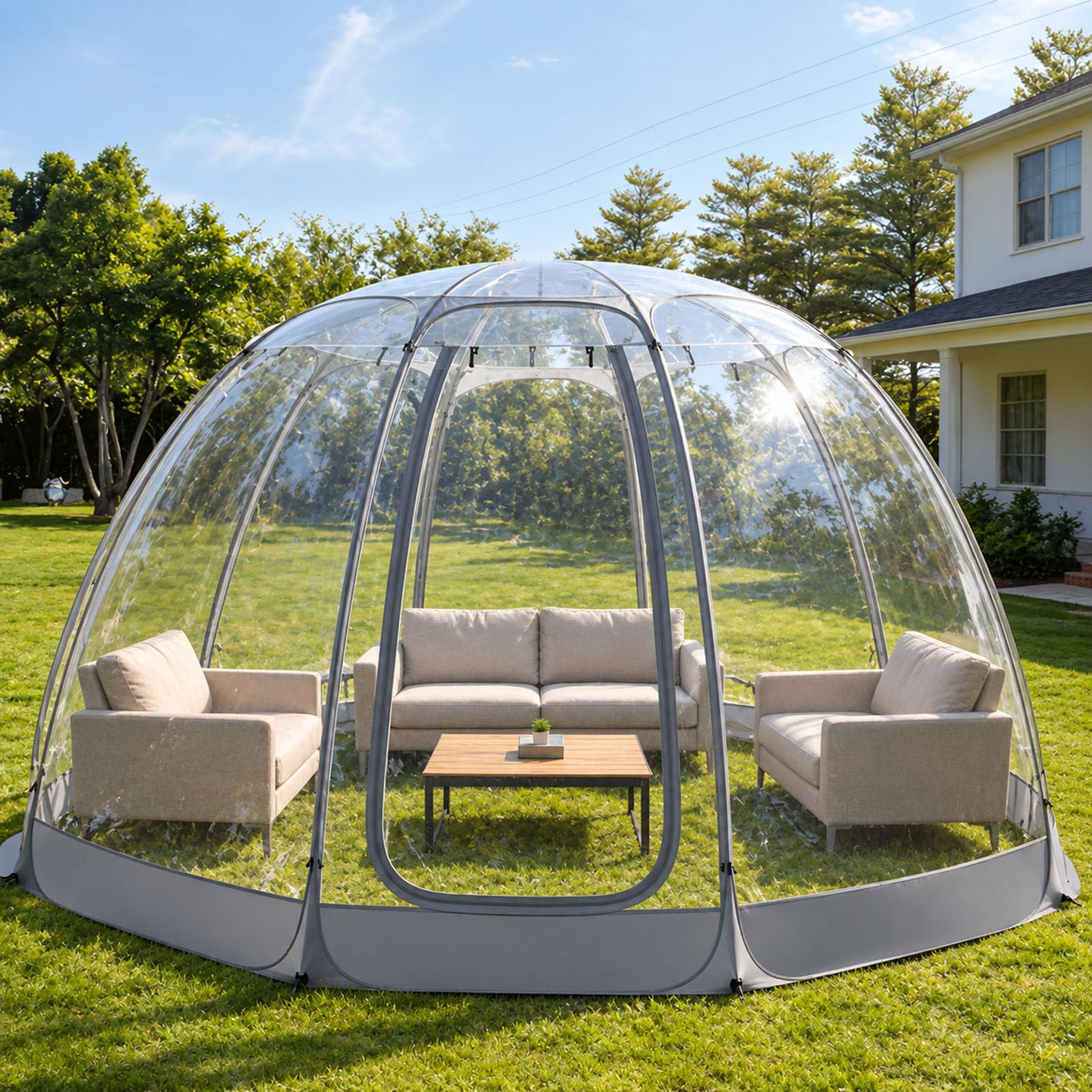 Tienda Burbuja desplegable, Tienda Burbuja Transparente para Exteriores Grey-3 * 3 * 2.25M