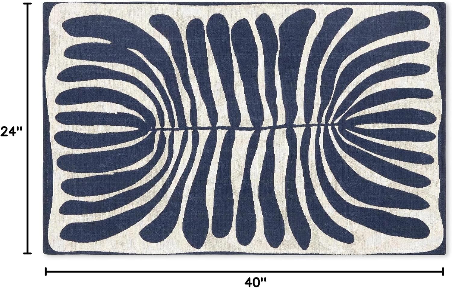 TOWN & COUNTRY LUXE Livie Matisse Cutout Everwash Washable Multi-Use Decorative Rug, Kitchen and Bedroom Rug with Non-Slip Backing, Navy Blue, 24"x40"