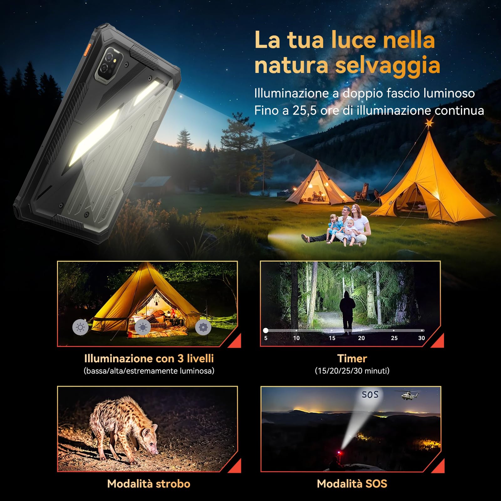 Blackview Active 7 Tablet Rugged 11 Pollici FHD+ Android 15 GeminiAI/20MP Visione Notturna/Luce Campeggio/Dual 4G Rugged Tablet PC 24 GB RAM+128 GB ROM+2 TB TF NFC/GPS/10000mAh/45W/OTG/con Penna Stilo - 3