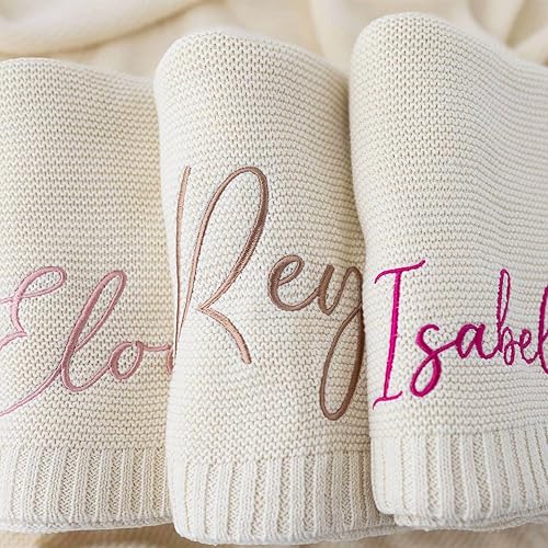 Miniatura 2 de Personalized Baby Blanket - Custom Knit with Embroidery, Monogrammed Baby Name Blanket | Perfect for Baby Showers, Stroller & Car Seat | Gift Idea