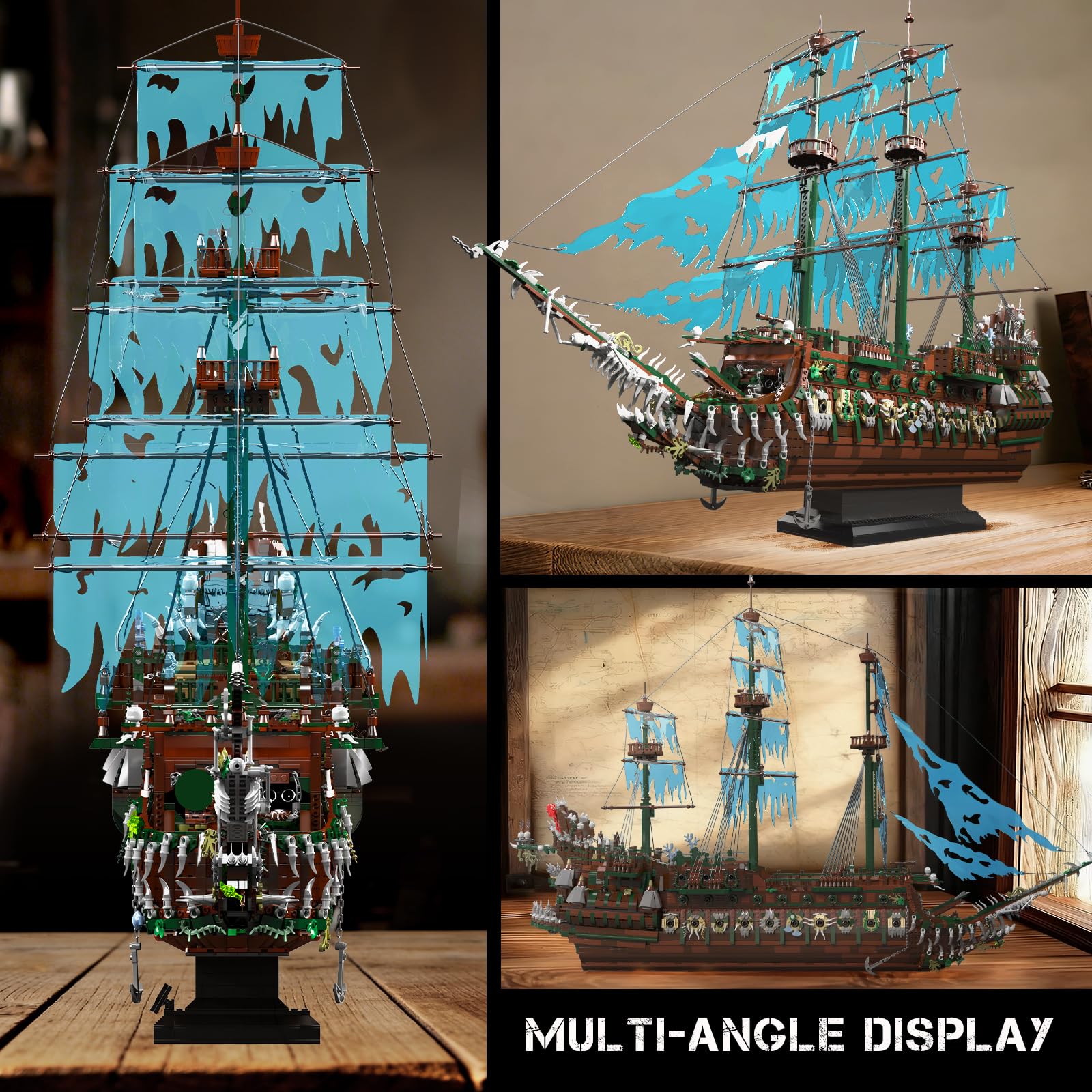 Mould King 13218 Piratenschiff Bausteine, MOC Fliegenden Holländers groß Segelschiff Spielzeug Modell für Erwachsene (6849 Stück)