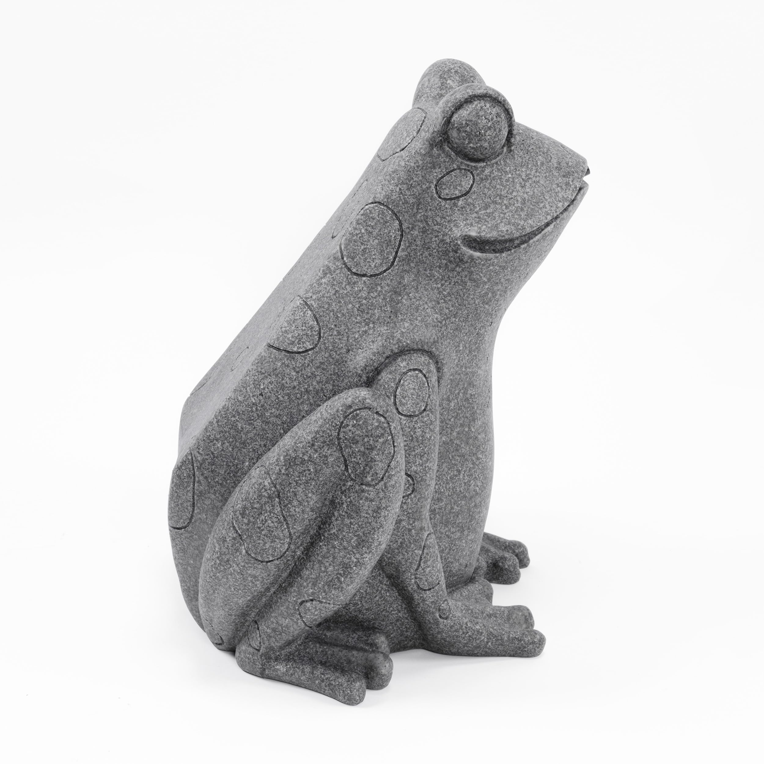 Esotec Wasserspeier Frosch in Natursteinoptik, Brunnenfigur für Teich & Garten aus Polyresin, Gartenfigur mit 3m Schlauch, Wasserspiel Figur, 31x36x30cm 100748