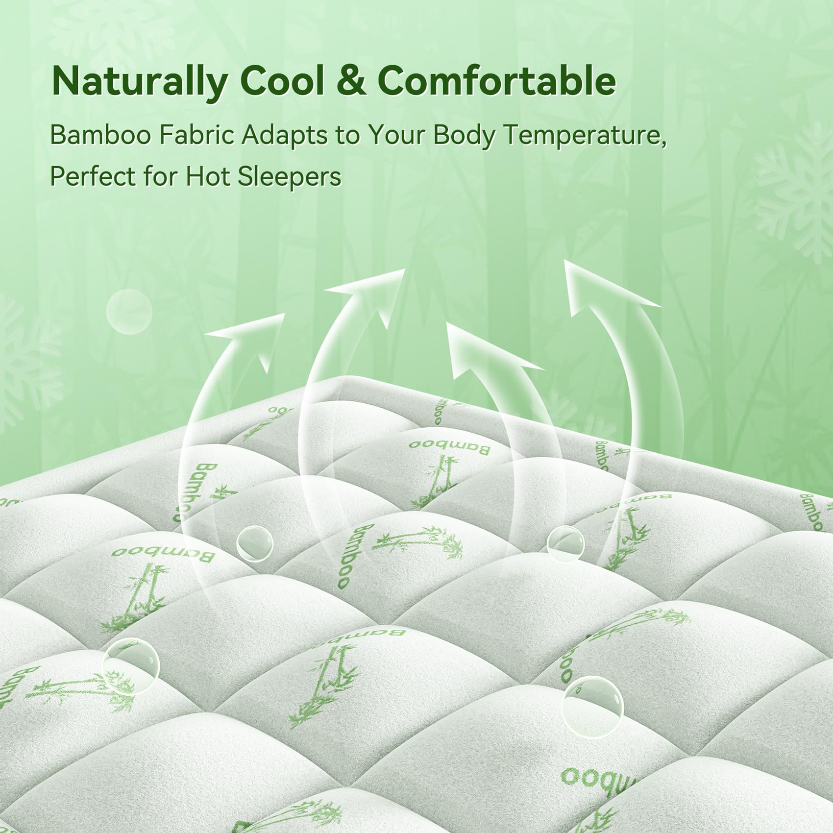 Anluoer Queen Cooling Mattress Topper – Rayon Bamboo Cover, Shredded Memory Foam, 8-21" Deep Pocket - View #4