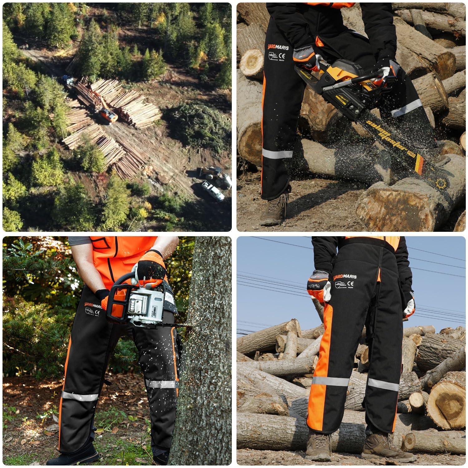 Kettensägen-Chaps,Universal Schwere Schutzschürze mit verstellbarem Gürtel, Schutz hose, 3M-Reflexstreifen, Sicherheits hose, Forstschutzausrüstung UL-zertifiziert