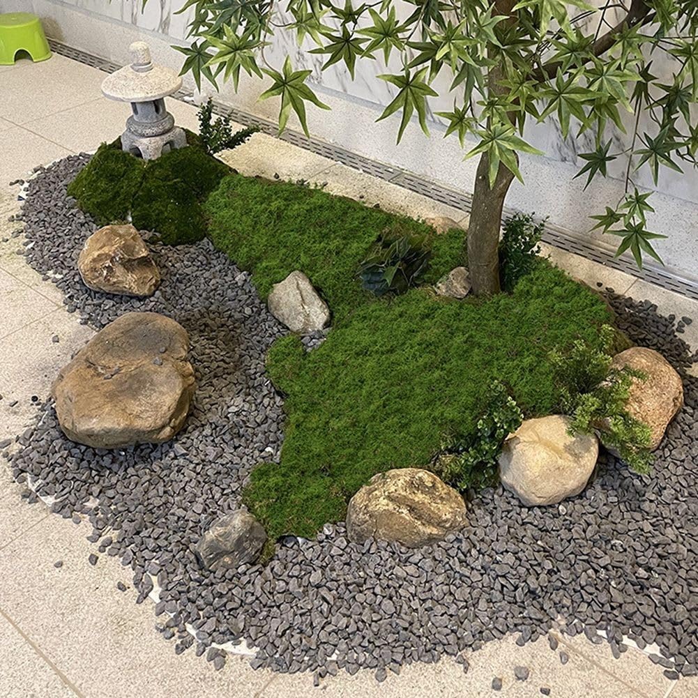 Pelouse de mousse filamenteuse pour pots de bonsaï d'intérieur, mousse artificielle pour décoration florale et plantes (vert foncé)