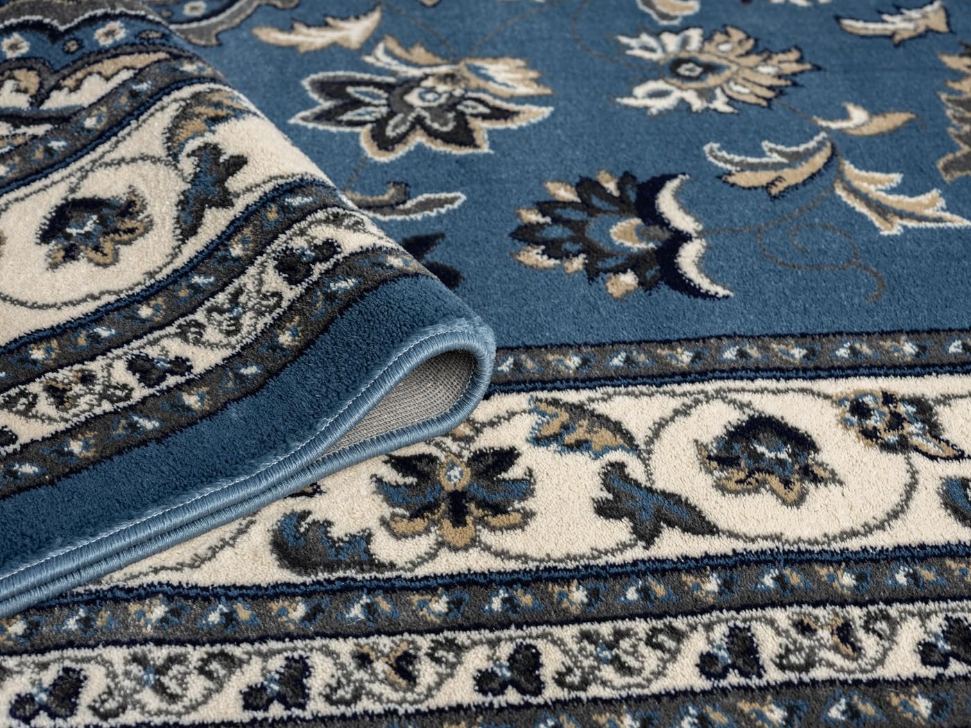 Lord of Rugs Sherborne Tapis oriental traditionnel de qualité supérieure pour salon et chambre à coucher Bleu Taille M 120 x 170 cm