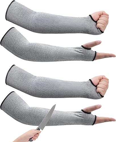 ARCLIBER 2 pares de mangas de jardín resistentes a los cortes, mangas protectoras de jardinería para hombres y mujeres con orificio para el pulgar,