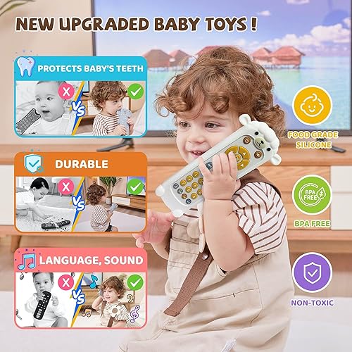 Miniatura 9 de Juguete remoto para televisión para bebés, juguetes de aprendizaje temprano, juguetes musicales para bebés, juguetes para niños pequeños con juego