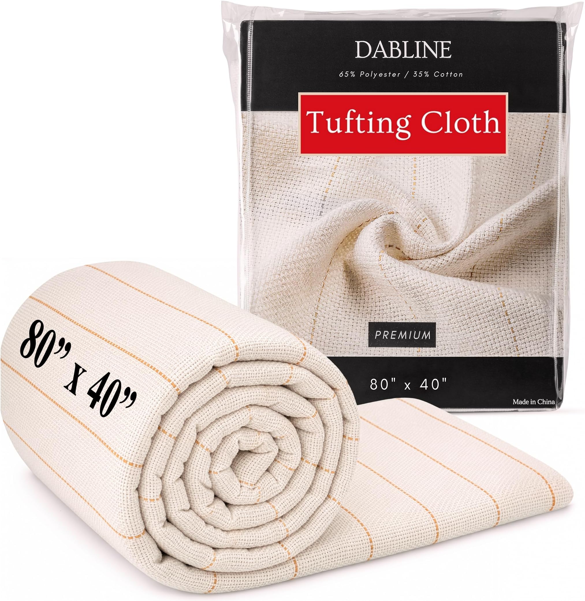 DABLINE Primary Tufting Cloth for Rug Making and Punch Needle, Premium Monks Cloth for Cut and Loop Pile Tufting Guns, Tufting Fabric with Marked Lines (80" x 40")